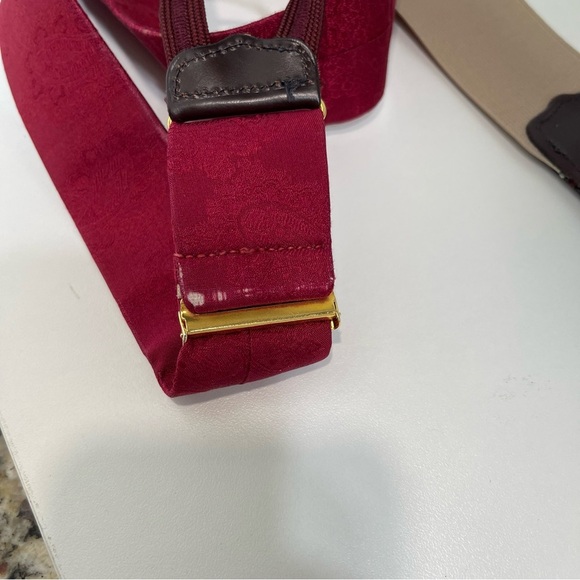 VTG Torino Silk Suspenders Men Leather Red Paisley Made in USA All Over Pattern - Picture 3 of 8